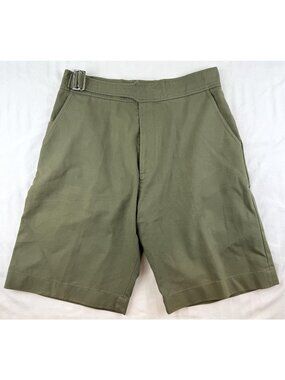 Studio Nicholson Berruti Shorts Olive Cotton Double Side Adjusters Tailored Berm